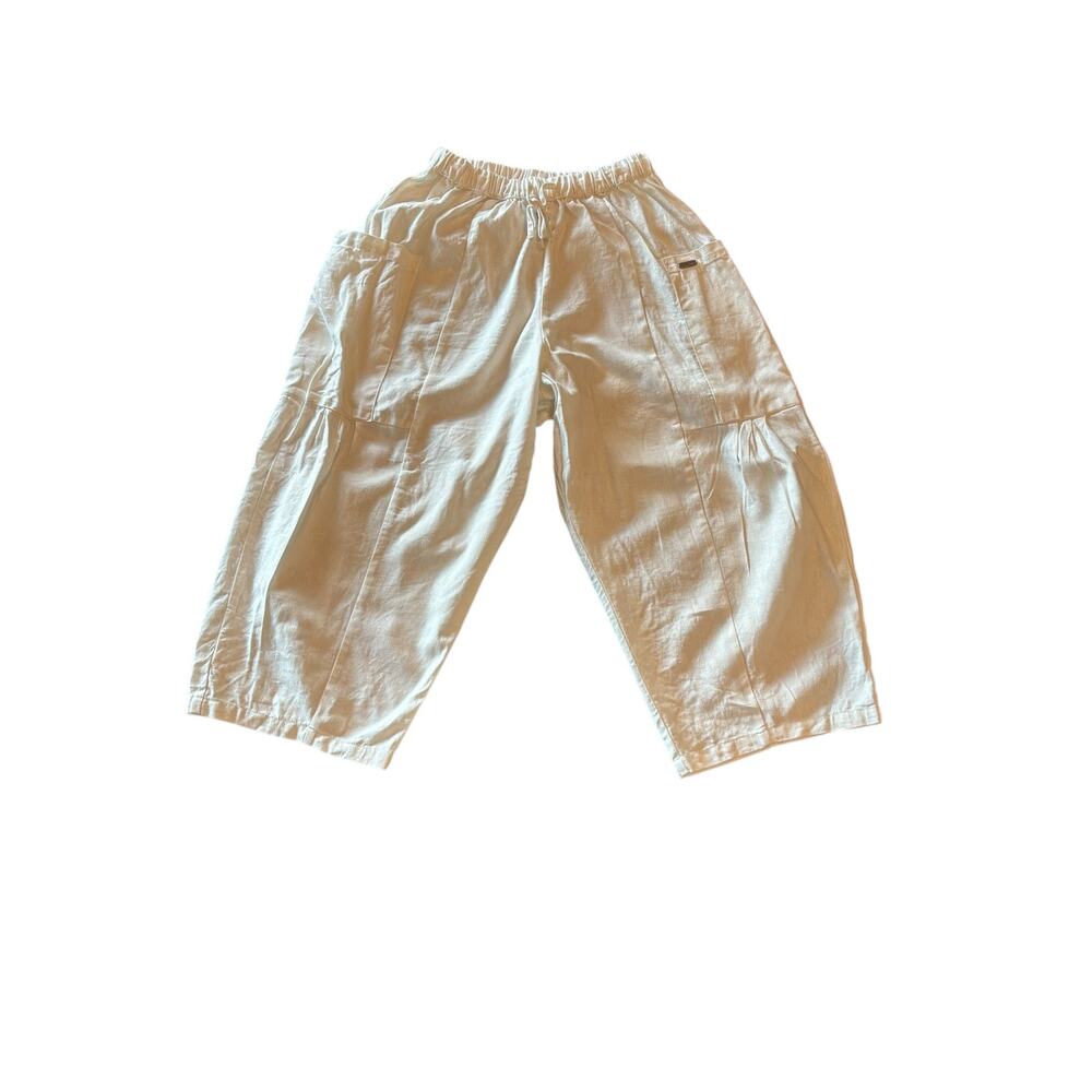 Savvi White Linen Pants Sz. S - Joggers, Cropped, Capi, Pockets, Natural, Relax
